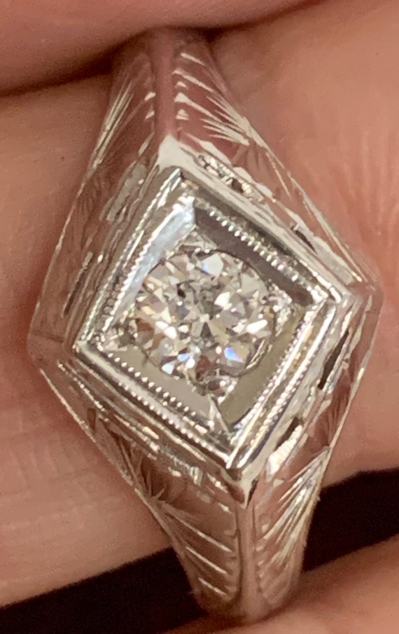 1940’s Vintage 14kt White Gold diamond ring - image 6