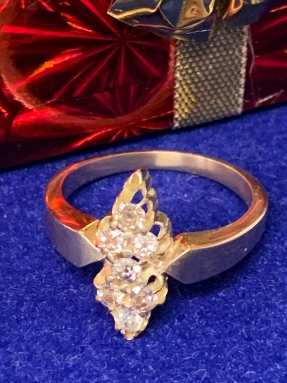 Antique 14kt gold Diamond Ring - image 7