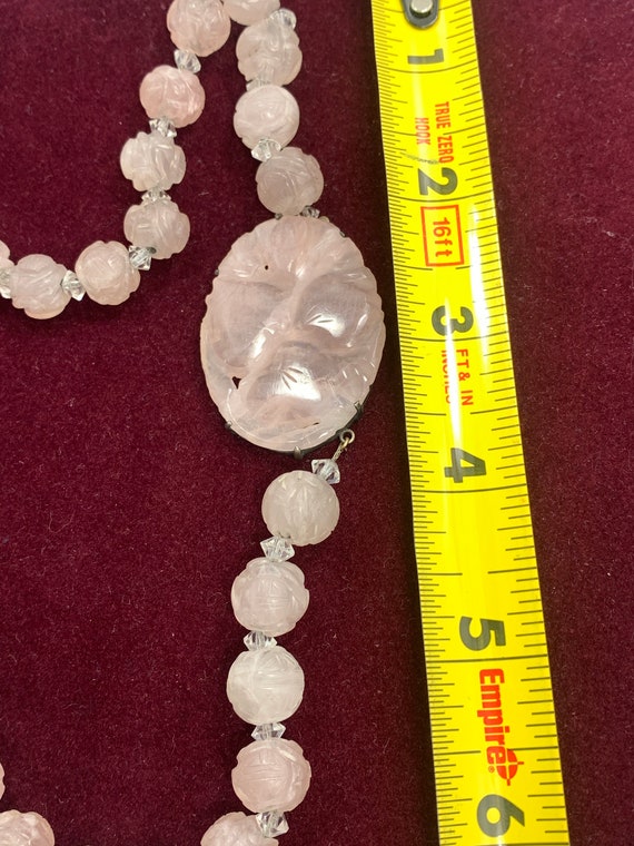 Antique Rose Quartz and Sterling Silver Necklace - image 7