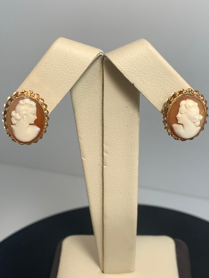 Shell Cameo Stud Earrings Etsy