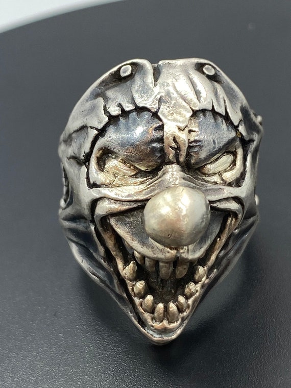 Evil Clown Biker Ring Sterling Silver Custom