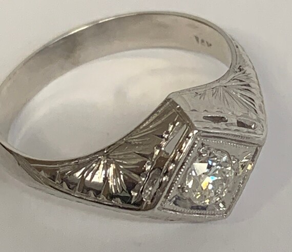1940’s Vintage 14kt White Gold diamond ring - image 8