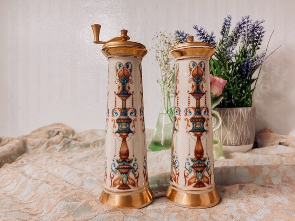 Lenox Lido Salt and Pepper Shaker 24k Gold Trim Hand Painted Etsy