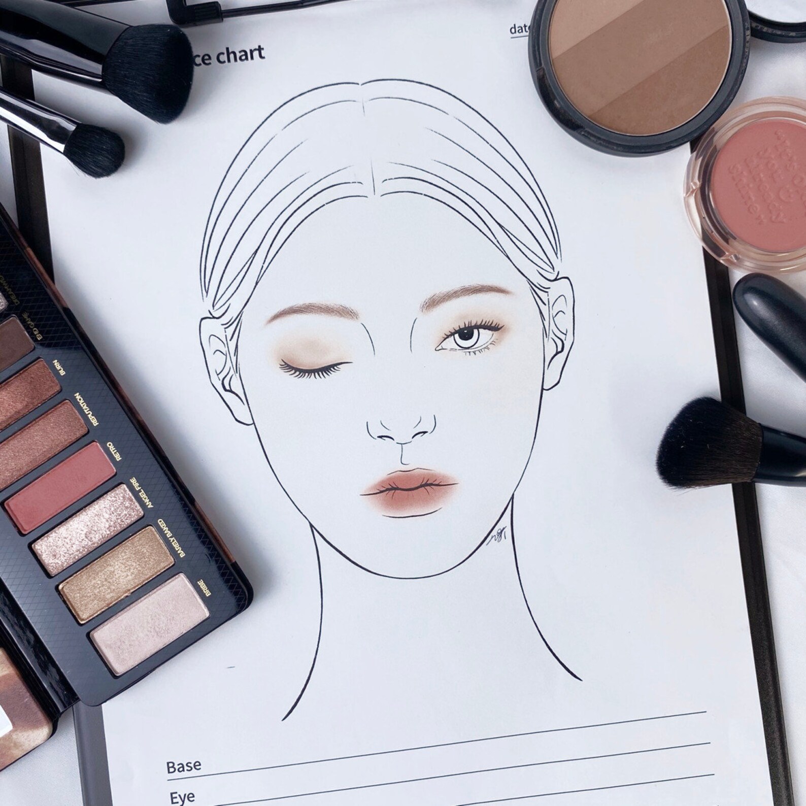 Makeup Face Chart Printable Makeup Practice Sheets Makeover Etsy