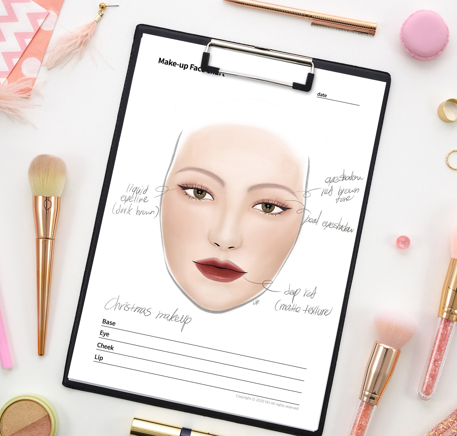Makeup Face Chart Printable Makeup Practice Sheets Makeover | Etsy