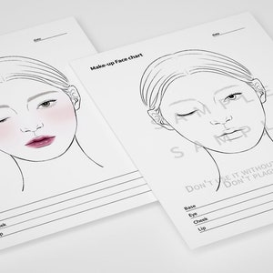 Makeup Face Chart Printable Makeup Practice Sheets Makeover | Etsy