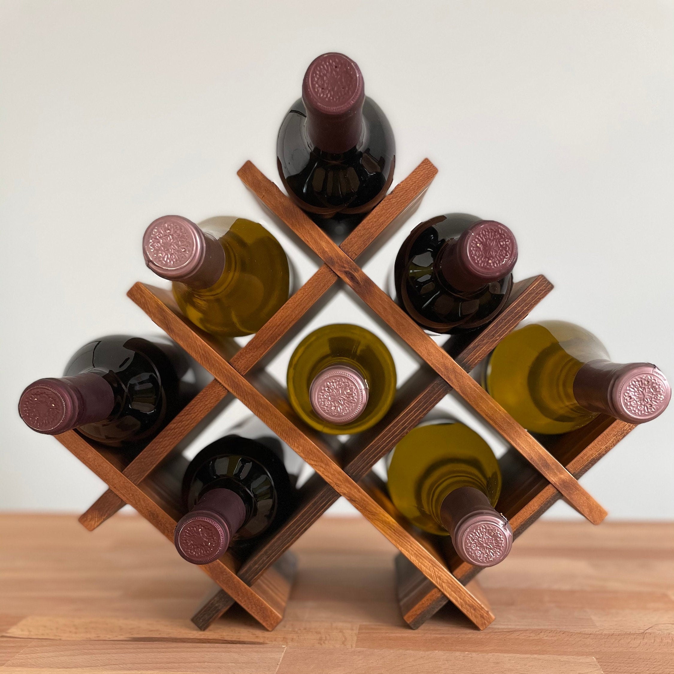 Wooden Wine Rack Tabletop Wine Rack Rustic Wine Bottle Etsy
