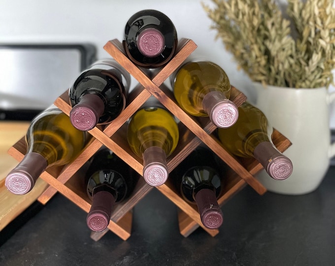 Wooden Wine Rack Tabletop Wine Rack Rustic Wine Bottle Etsy