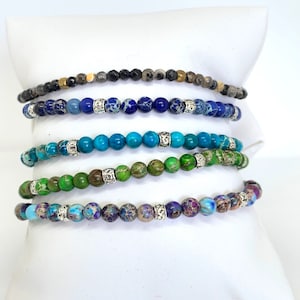 Yoga Chakra Jasper Stone Bracelet Tibetan Style Beads Stretch Bracelet for woman and man