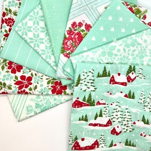 Merry Little Christmas Aqua Fabric 9 Piece Bundle *shop cut* | Bonnie & Camille | Moda