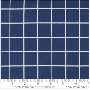 One Fine Day Windowpane Check Big Grid Plaid Navy -- 1/2 Yard Cut | Bonnie & Camille | Moda 55235 18