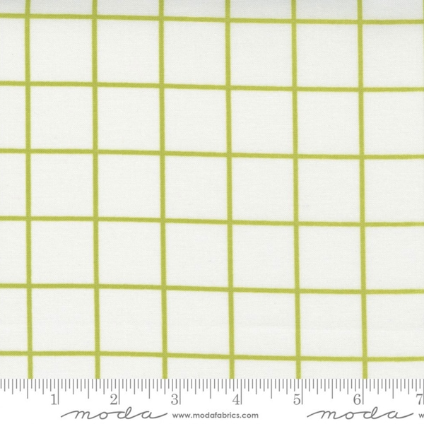 One Fine Day Windowpane Check Big Grid Plaid Ivory Green -- 1/2 Yard Cut | Bonnie & Camille | Moda 55235 17