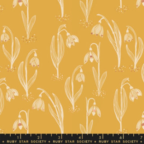 Unruly Nature Butter - 1/2 Yard Cut | Jen Hewett | Ruby Star Society | RS6014 12M | Snowdrops Metro Floral Flower Botanical