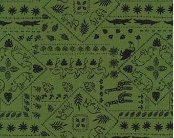 Robert Kaufman Animal Club Green -- 1/2 Yard Cut