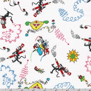 Dr. Suess Express Yourself  | ADE-21472-1 WHITE | Cat in the Hat -- 1/2 Yard Cut
