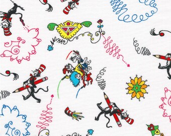 Dr. Suess Express Yourself  | ADE-21472-1 WHITE | Cat in the Hat -- 1/2 Yard Cut