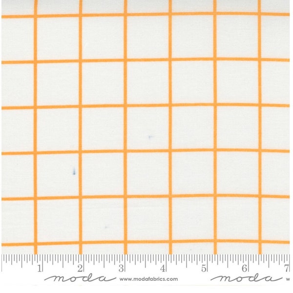 One Fine Day Windowpane Check Big Grid Plaid Ivory Orange -- 1/2 Yard Cut | Bonnie & Camille | Moda 55235 27