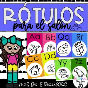 Rotulos para el salon (decoração de sala de aula) Tema arco-íris