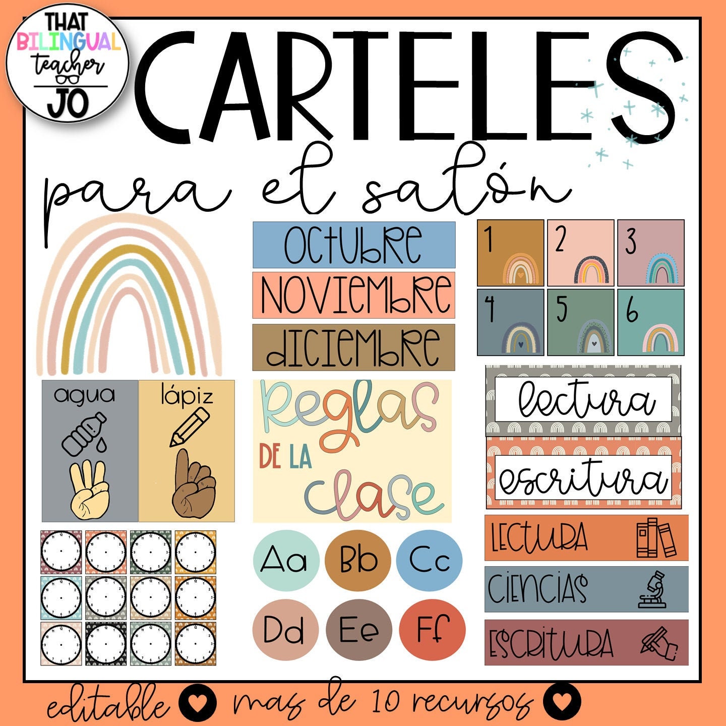 Boho Spanish Classroom Decor - editable