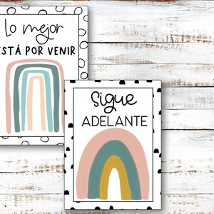 Boho Rainbow Spanish Classroom Posters - Etsy