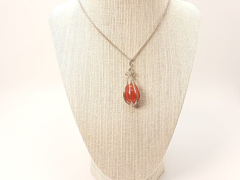 Carnelian Crystal Teardrop Necklace Handcrafted Wire Wrapped FREE Crystal Gift with purchase FREE SHIPPING 100/% Natural Stone