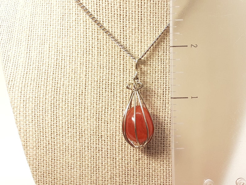 Carnelian Crystal Teardrop Necklace Handcrafted Wire Wrapped FREE Crystal Gift with purchase FREE SHIPPING 100/% Natural Stone