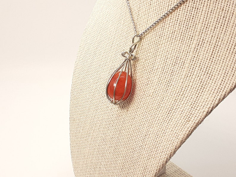 Carnelian Crystal Teardrop Necklace Handcrafted Wire Wrapped FREE Crystal Gift with purchase FREE SHIPPING 100/% Natural Stone