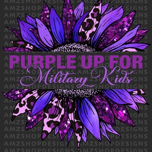 Military Kids PNG, Purple up for Military Kids, Sunflower Military Child Month PNG, Military kids day PNG, Purple Ribbon Gift File Download