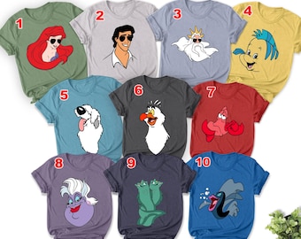 Little Mermaid Shirts Flounder, Sebastian, Max, & Scuttle Costume Face Shirts,| Ariel Character Costume Halloween E-05092259