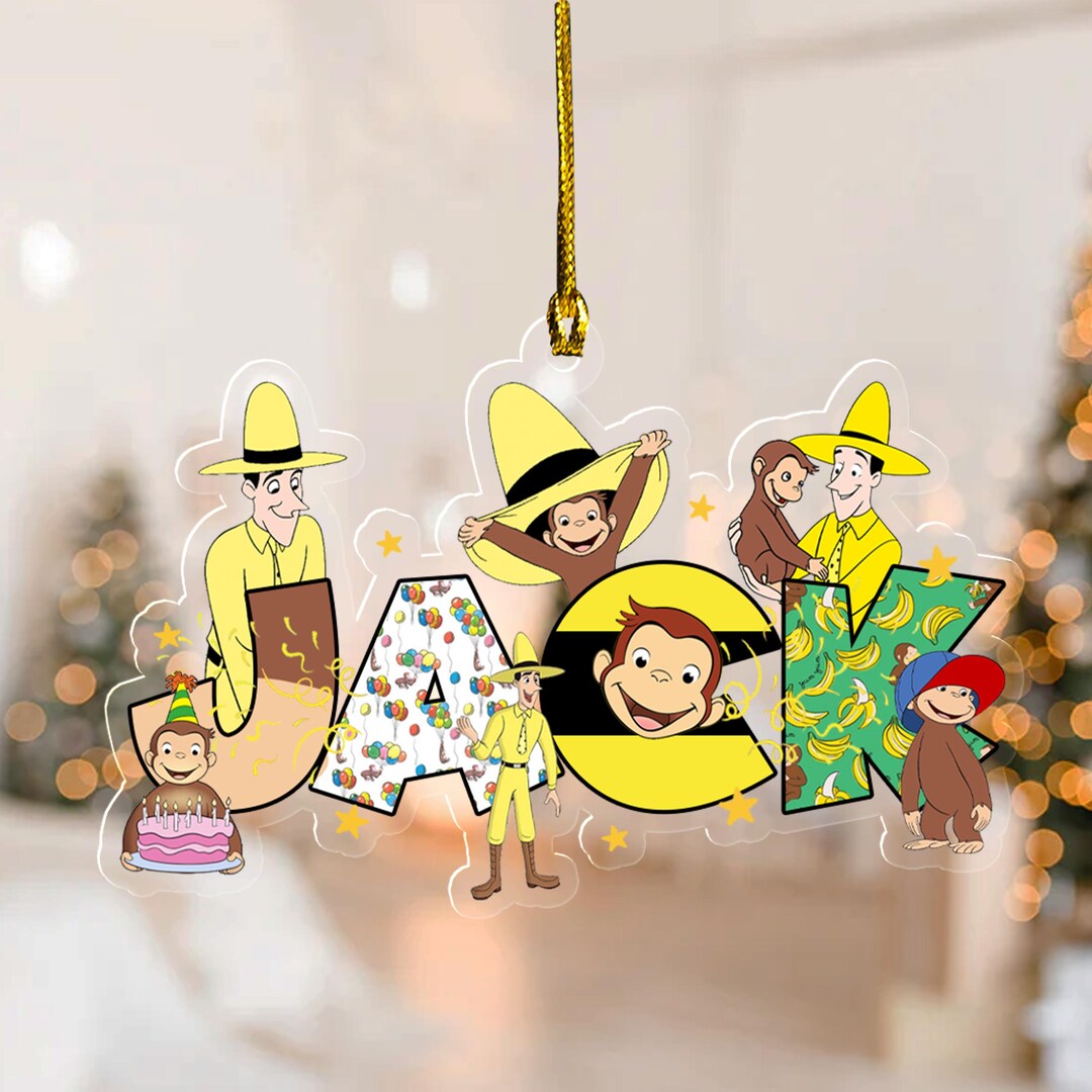 Custom Curious George Ornament, Custom Name and Year, Customized ...
