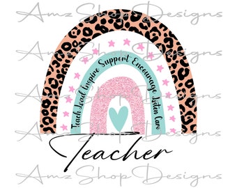 Teacher sublimation PNG, Teacher Bundle sublimation file, Teaching shirt PNG design, Teacher leopard Sublimation design, Digital download