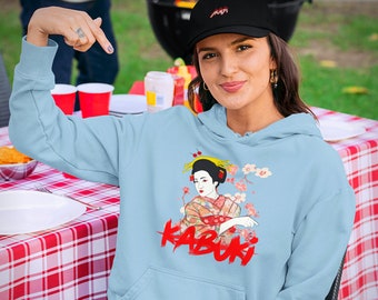 Kabuki Actress Women’s Hoodie / Sweat à capuche fille de haute qualité / Kawaii Japanese Street Fashion for Women / Cute Japanese Anime Pullover Hoodie