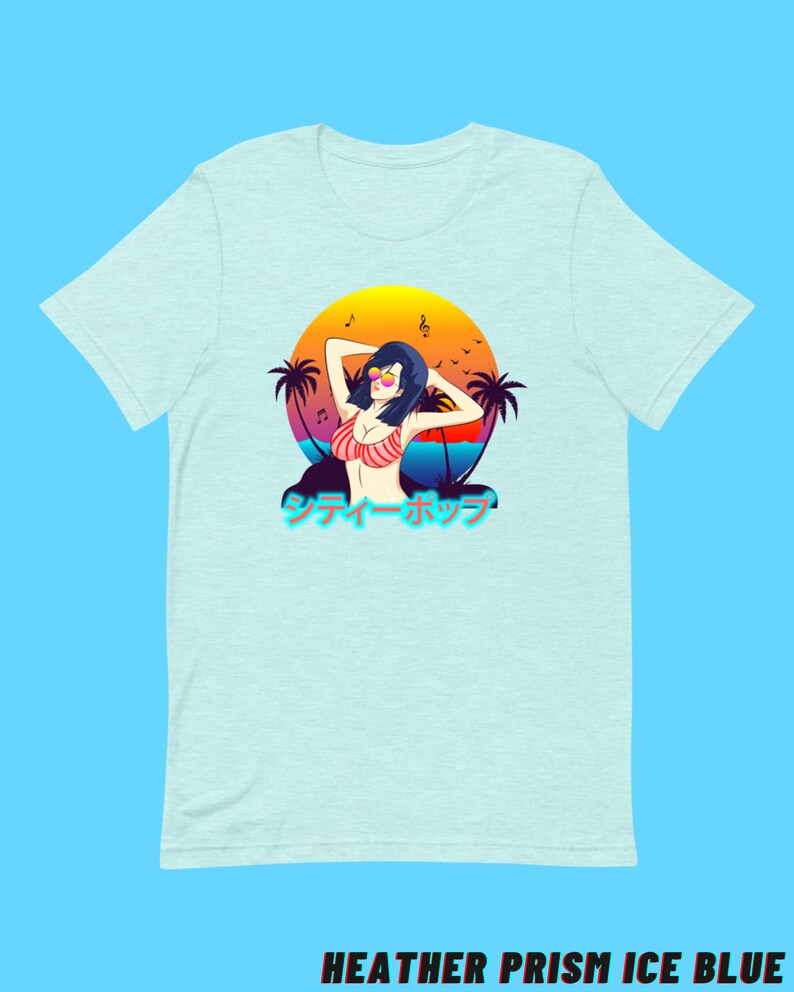 Summer Vibes City Pop Women\u2019s T-Shirt High-quality Tee For Ladies Kawaii Japanese Street Fashion Retrowave /& Vaporwave Aesthetics