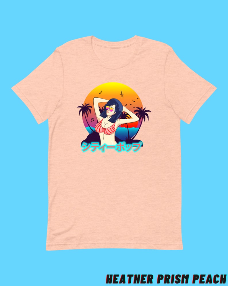 Summer Vibes City Pop Women\u2019s T-Shirt High-quality Tee For Ladies Kawaii Japanese Street Fashion Retrowave /& Vaporwave Aesthetics
