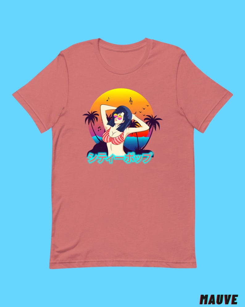 Summer Vibes City Pop Women\u2019s T-Shirt High-quality Tee For Ladies Kawaii Japanese Street Fashion Retrowave /& Vaporwave Aesthetics