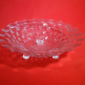 Vintage Fostoria American Pattern 10 1/2&quot; 3 Footed Flared Bowl Cubist