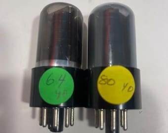 2 6K6 GE RCA Electron Amplifier Radio Vacuum Tubes Smoked Glass TV-7 Tested C6