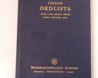 Vintage 1963 book teknisk ordlista translation from swedish to german