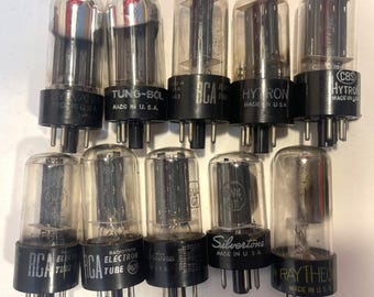 10 Vintage 6W4 GT Electron Amplifier Radio Vacuum Tubes RCA Tung-SOl CBS B75