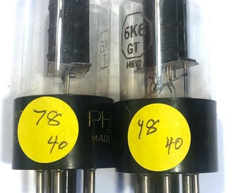2 Vintage Philco 6K6 GT Electron Vacuum Radio Amplifier Tubes T227