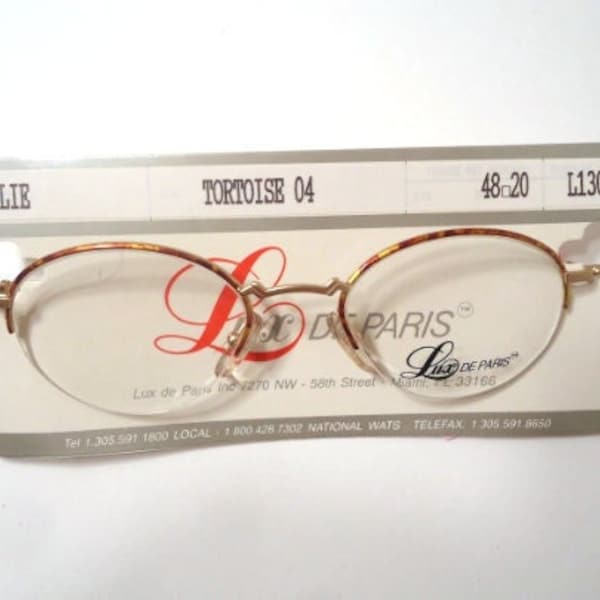 Lux De Paris Eyeglass Frames Model Julie Tortoise France Eyeglasses 48 20 130 Lot 98 Vintage Retro  New Old Stock