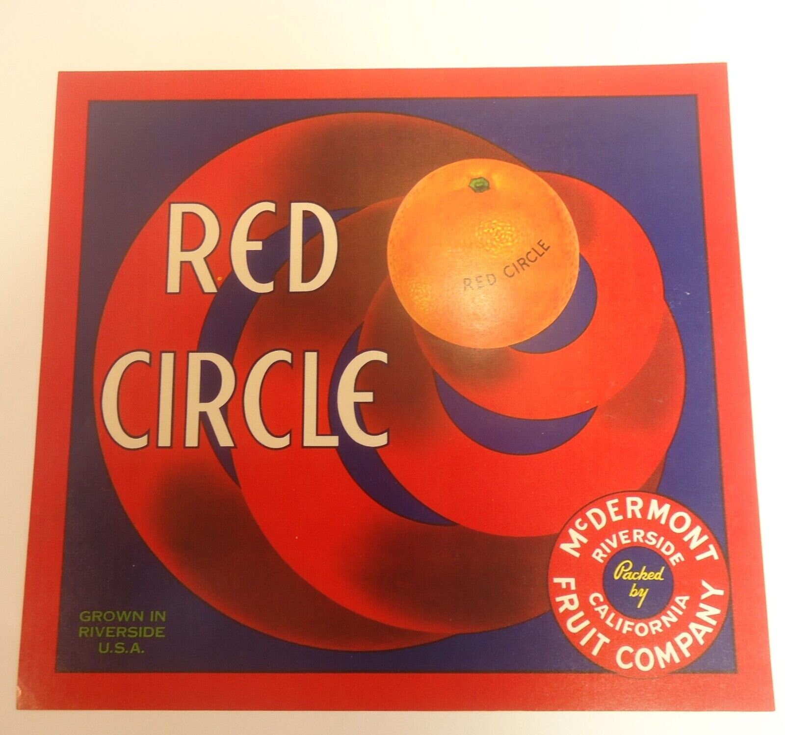 Vintage ORIGINAL Crate Label Red Circle Brand Mcdermont Oranges ...