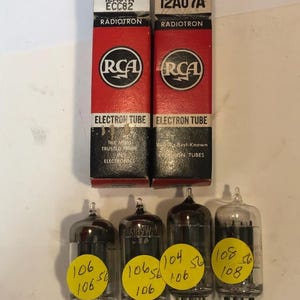 4 boîtes de tubes à vide électroniques pour amplificateur radio RCA 12AU7A vintage testées TV-7