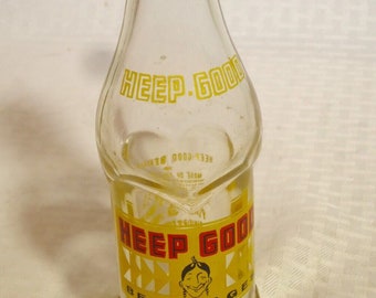 Bouteille de soda Heep Good Beverages vintage des années 1950, graphiques amérindiens