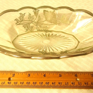 Silver City Flanders Glassware Poppy Silver Overlay Design Relish Dish Vintage