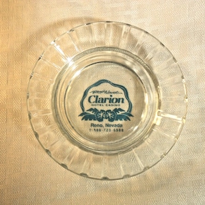 Vintage Clarion Hotel Casino Reno Nevada Glass Ashtray Trinket Dish Lot 202