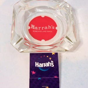 Cinzeiro de cassino vintage Harrah's Club Reno cinzeiro e caixa de fósforos bandeja de bugigangas l13