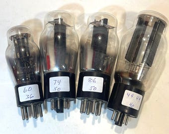4 Vintage Electron Amplifier Radio Vacuum Tubes 5U4 Type 42 6F6 TV-7 Tested A10