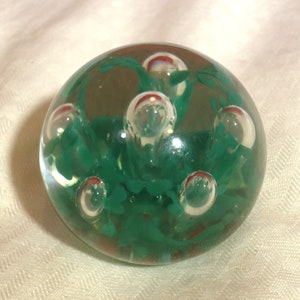 Vintage Green Glass Paperweight