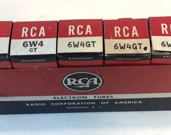 Sleeve of 5 NOS RCA 6W4GT Radio Amplifier Electron Vacuum Tubes in Boxes B42